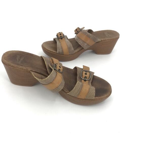 Dansko Jessie Comfort Sandal Slip On Slide Leather Tan - Picture 4 of 8